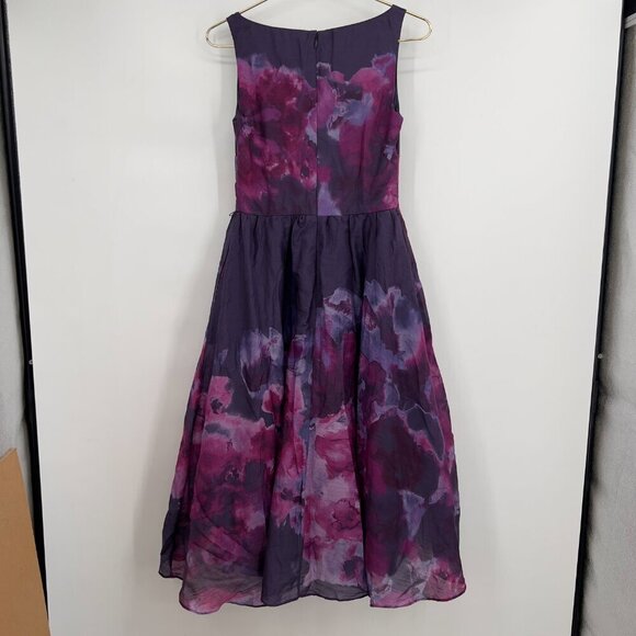 Lela Rose for Neiman Marcus x Target Cocktail Purple Floral Fit & Flare Dress 4 - Picture 4 of 11
